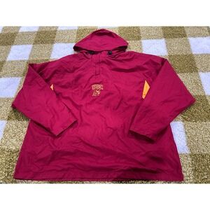 Red Oak USC Trojans Windbreaker Jacket Mens XL Maroon Yellow Quarter‎ Zip Hooded